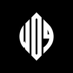 WOQ circle letter logo design with circle and ellipse shape. WOQ ellipse letters with typographic style. The three initials form a circle logo. WOQ circle emblem abstract monogram letter mark vector.