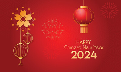 Naklejka na ściany i meble Chinese Happy New Year 2024 Background Design