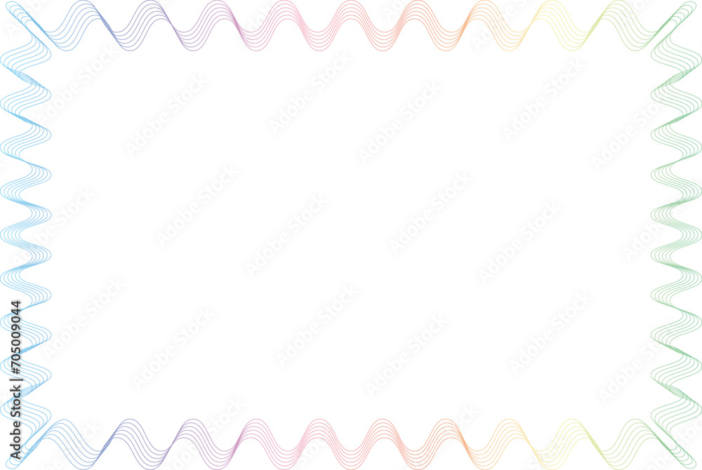 Aufkleber simple of frame. design vector rectangle with zigzag lines spectrum on white background. design prin