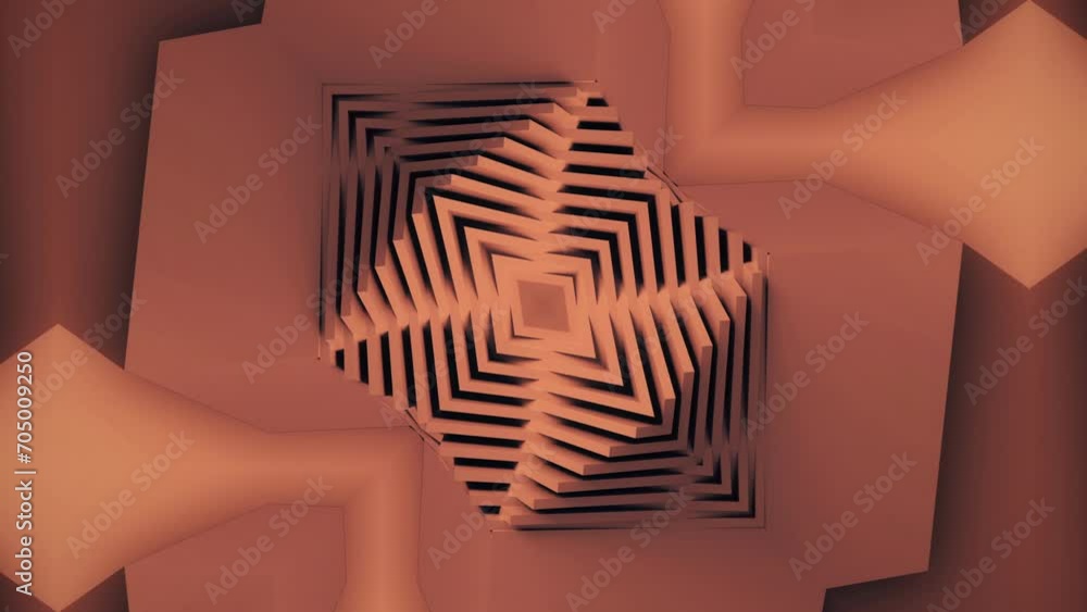 Poster Surface of transforming orange layers. 3d rendering. loop animation 4K