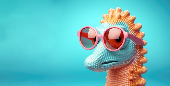 Stylish Aquatic Flair: A Seahorse's Underwater Fashion Statement - Generative AI