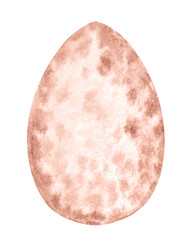 Isoalted watercolor easter egg with aquarelle texture with blots, spots and splashes in brown colors.Design element for party celebration