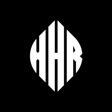 XHR circle letter logo design with circle and ellipse shape. XHR ellipse letters with typographic style. The three initials form a circle logo. XHR circle emblem abstract monogram letter mark vector.