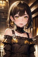 Fototapeta premium Illustration of a cute anime girl