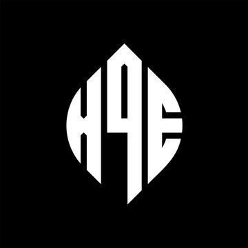 XQE circle letter logo design with circle and ellipse shape. XQE ellipse letters with typographic style. The three initials form a circle logo. XQE circle emblem abstract monogram letter mark vector.