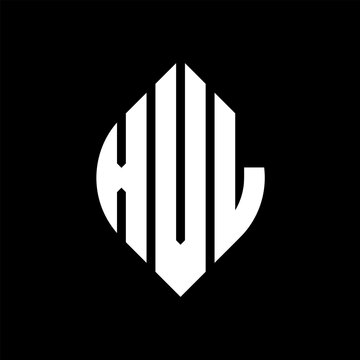 XVL circle letter logo design with circle and ellipse shape. XVL ellipse letters with typographic style. The three initials form a circle logo. XVL circle emblem abstract monogram letter mark vector.