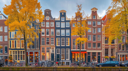 Obraz premium Buildings with street in Amsterdam city 
