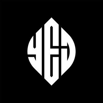 YEJ circle letter logo design with circle and ellipse shape. YEJ ellipse letters with typographic style. The three initials form a circle logo. YEJ circle emblem abstract monogram letter mark vector.