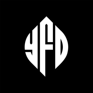YFO circle letter logo design with circle and ellipse shape. YFO ellipse letters with typographic style. The three initials form a circle logo. YFO circle emblem abstract monogram letter mark vector.
