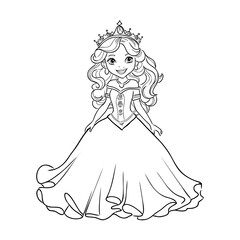 Fototapeta premium Little Princess Coloring page for kids