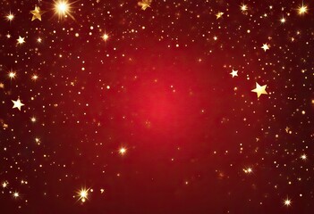 Red sparkle lights gold glowing stars abstract Christmas Background 