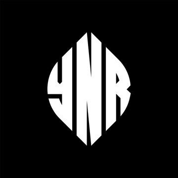 YNR circle letter logo design with circle and ellipse shape. YNR ellipse letters with typographic style. The three initials form a circle logo. YNR circle emblem abstract monogram letter mark vector.