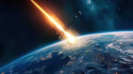 Space Weapons Shoot Down Asteroids and Meteorites - obrazy, fototapety, plakaty