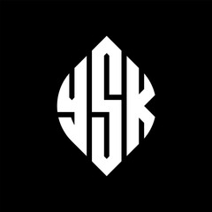 Obraz premium YSK circle letter logo design with circle and ellipse shape. YSK ellipse letters with typographic style. The three initials form a circle logo. YSK circle emblem abstract monogram letter mark vector.