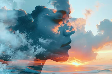 a woman's face in the clouds. In the double exposure. © ZoomTeam