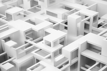 Fototapeta premium Abstract 3d chaotic white geometric forms. Futuristic background. Generative Ai