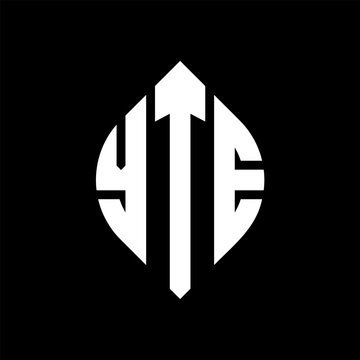 YTE circle letter logo design with circle and ellipse shape. YTE ellipse letters with typographic style. The three initials form a circle logo. YTE circle emblem abstract monogram letter mark vector.