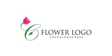 Creative flower logo design with combination letter from A to Z|rose logo| premium vector