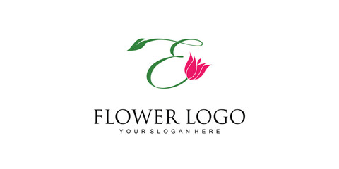 Creative flower logo design with combination letter from A to Z|rose logo| premium vector