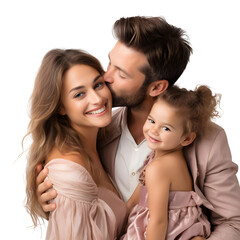 Happy young  couple hugging cute, smiling  love and care in studio, isolated on transparent background Generative AI	