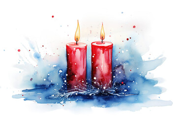 Oil painting of candles, watercolor painting isolated on PNG Background. Generative Ai.