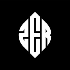 Obraz premium ZER circle letter logo design with circle and ellipse shape. ZER ellipse letters with typographic style. The three initials form a circle logo. ZER circle emblem abstract monogram letter mark vector.