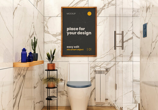 Bathroom Toilet Poster Frame Mockup 01