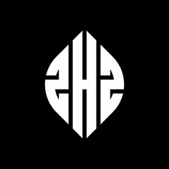 Obraz premium ZHZ circle letter logo design with circle and ellipse shape. ZHZ ellipse letters with typographic style. The three initials form a circle logo. ZHZ circle emblem abstract monogram letter mark vector.