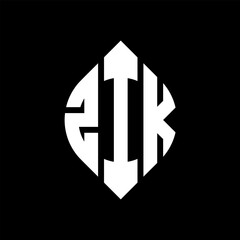 ZIK circle letter logo design with circle and ellipse shape. ZIK ellipse letters with typographic style. The three initials form a circle logo. ZIK circle emblem abstract monogram letter mark vector.