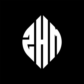 ZHM circle letter logo design with circle and ellipse shape. ZHM ellipse letters with typographic style. The three initials form a circle logo. ZHM circle emblem abstract monogram letter mark vector.