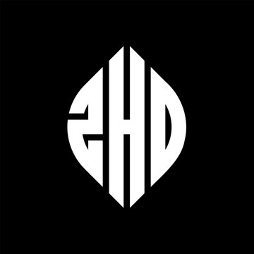 ZHO circle letter logo design with circle and ellipse shape. ZHO ellipse letters with typographic style. The three initials form a circle logo. ZHO circle emblem abstract monogram letter mark vector.