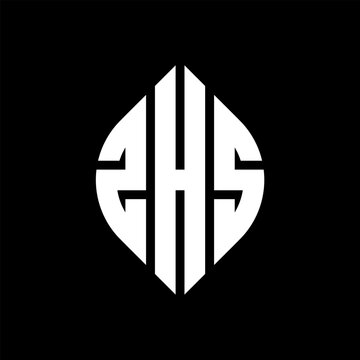 ZHS circle letter logo design with circle and ellipse shape. ZHS ellipse letters with typographic style. The three initials form a circle logo. ZHS circle emblem abstract monogram letter mark vector.