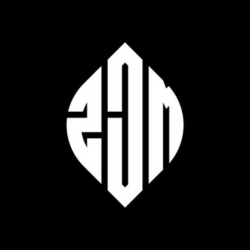 ZJM circle letter logo design with circle and ellipse shape. ZJM ellipse letters with typographic style. The three initials form a circle logo. ZJM circle emblem abstract monogram letter mark vector.