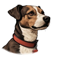 A dog with a red collar
