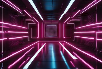  rectangular frame in cyber space fantastic scene in virtual reality road 
