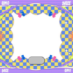 Frame Y2k style Main color blue and yellow