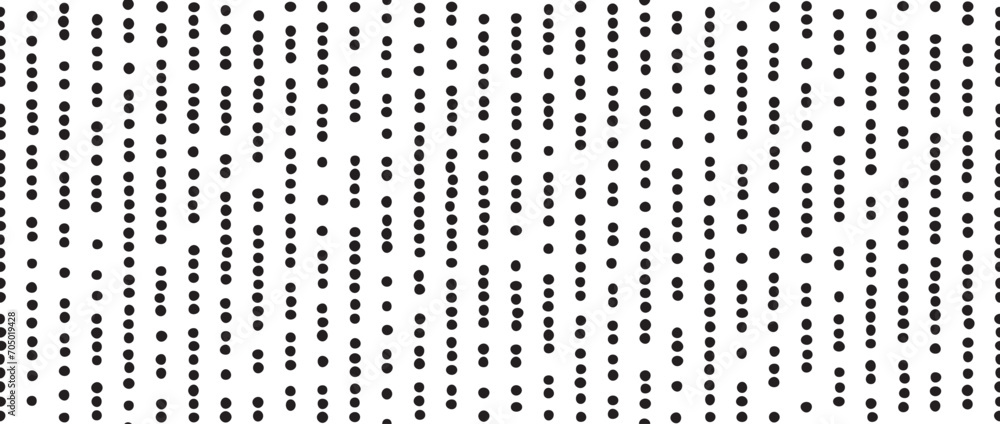 Poster Dotted lines seamless pattern. Stippled lines background. Vertical polka dot stripe repeating wallpaper. Abstract minimalistic seamless texture. Black and white dots backdrop. Vector textile swatch