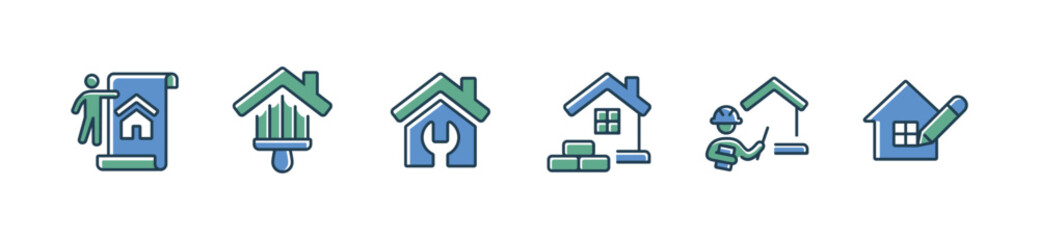 collection of house renovation construction icon set building and property repair vector symbol illustration