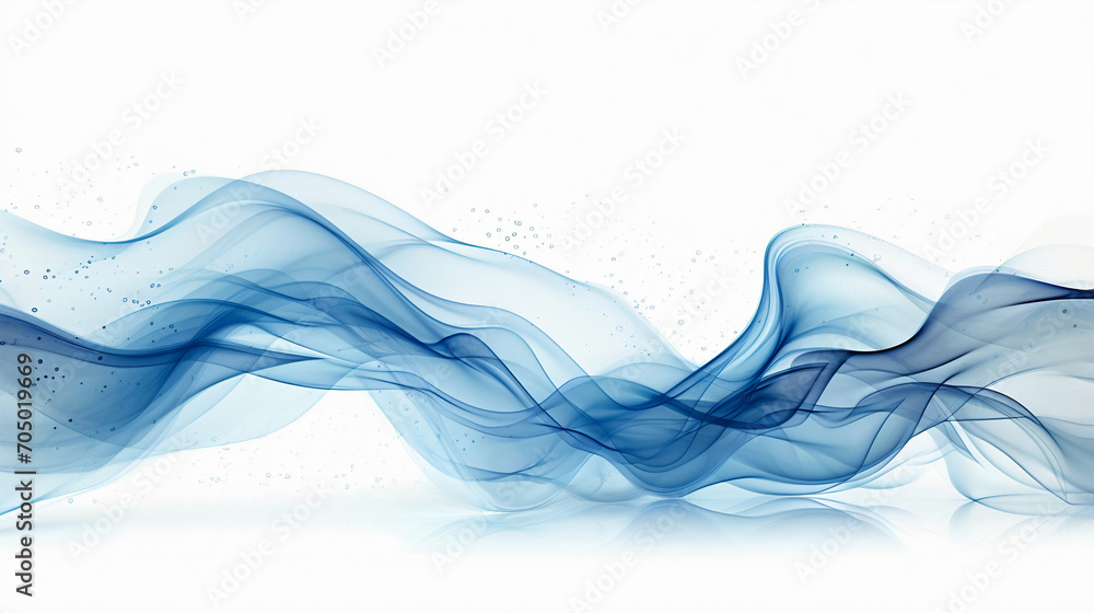 Poster blue abstract shape flows on a light background, wavy flow, background with wavy lines, smooth waves