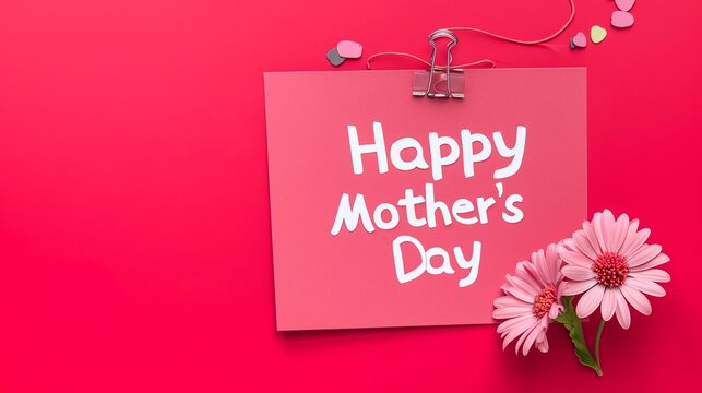 Happy Mother's Day Pink Card with Daisy Decoration