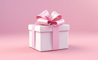 Fototapeta premium Pink gift box with ribbon 