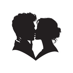 Loving Night Kiss Silhouette: Perfect for Stock Use - Valentine Day Black Vector Stock
