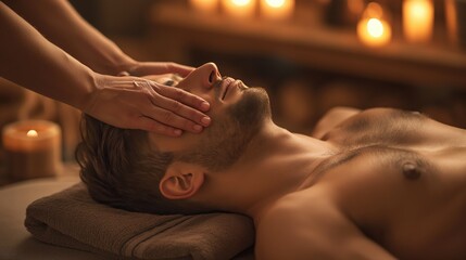 Obraz na płótnie Canvas Man lying on massage