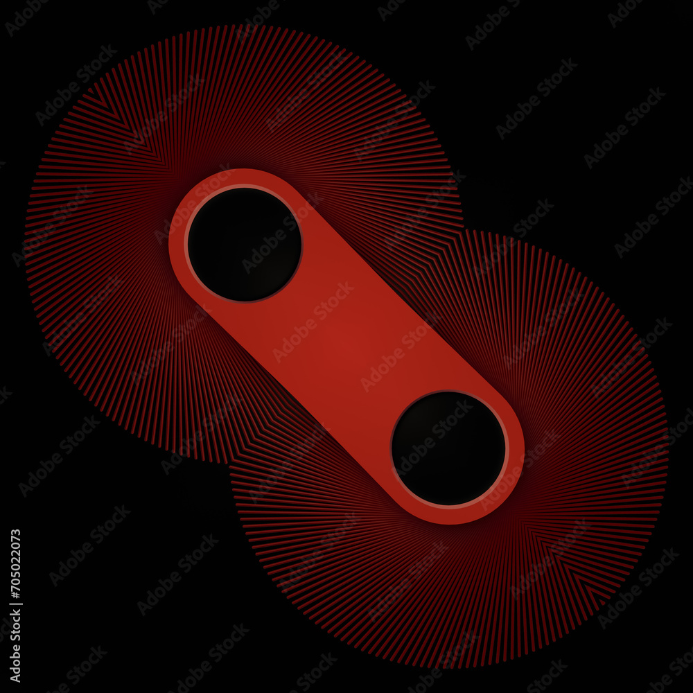 Poster 3d rendering digital illustration of a red object on a black background