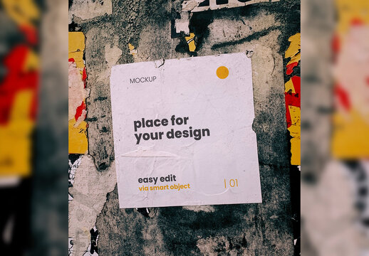 Square Sign on Street Wall Mockup