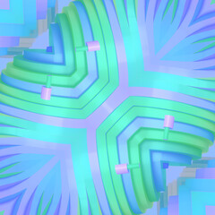 Colorful abstract design reminiscent of a kaleidoscope pattern. 3d rendering digital illustration