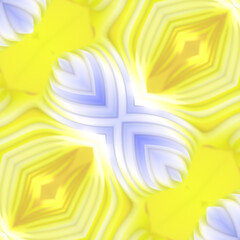 Bright and colorful digital illustration in yellow and blue, with a sunflower-like pattern. Abstract style. 3d rendering