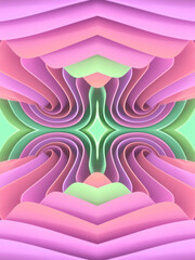 A colorful abstract design consisting of a series of swirling curved lines. 3d rendering digital illustration
