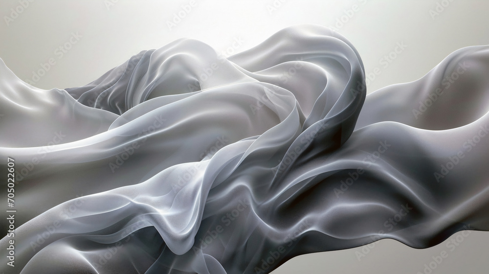 Poster black abstract shape flows on a light background, wavy flow, background with wavy lines, smooth wave