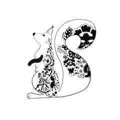 squirrel with floral motifs (PNG)
